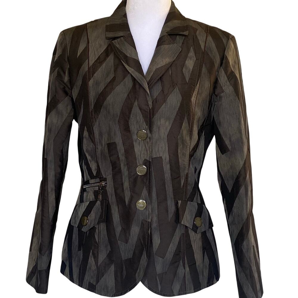 Basler Blazer with Wide Belt in Brown Artistic Pattern Size 6 US - Picture 13 of 14